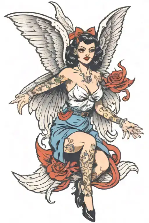 Pin Up Demon Girl With Large Wings