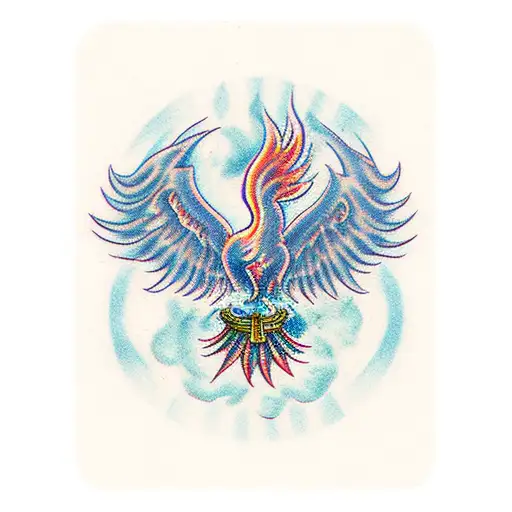 Phoenix Rising Over Ashen Ace And 8 Playing Cards