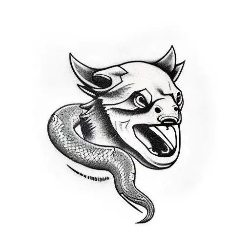 Agressive Honeybadger With Blood On His Face And With Snake In His Claws