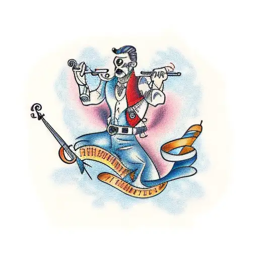 A Tattoo Design Representing The Bond Between Fatherhood And Music