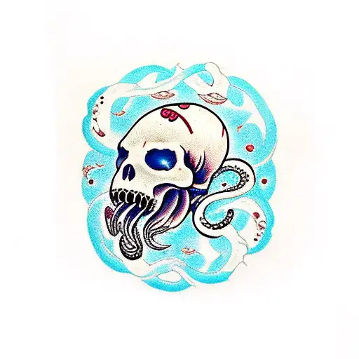 Un Kraken Con Calaveras Y Barco Espartano