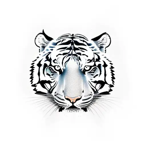 Tiger Two Half Face In A Line With Calm And Roar Face