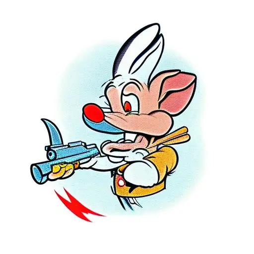 Elmer Fudd's Gun Shoots Daffy In The Face Causing His Beak To Be Backwards