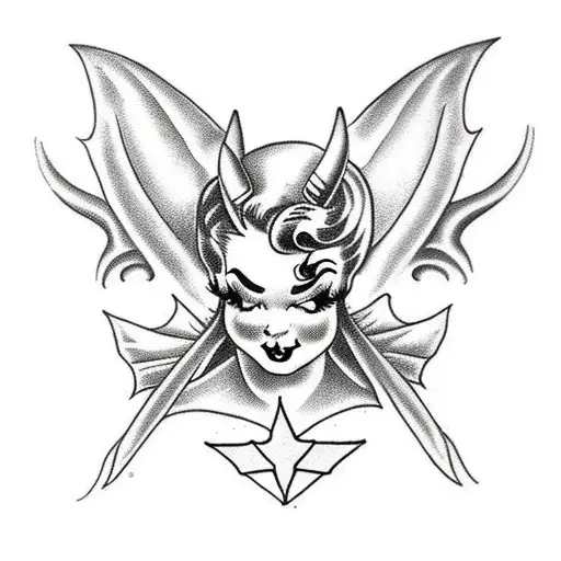 Pinup With Bat Wings