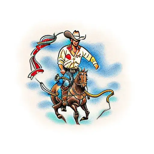 Cowboy Riding A Horse With A Lasso And The Mlb Commissioners Trophy