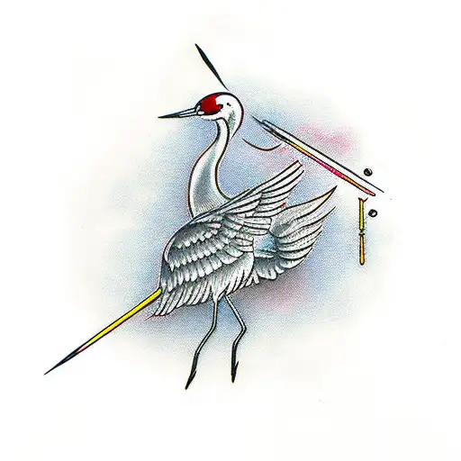 Crane Shooting A Bow And Arrow With Its Legs