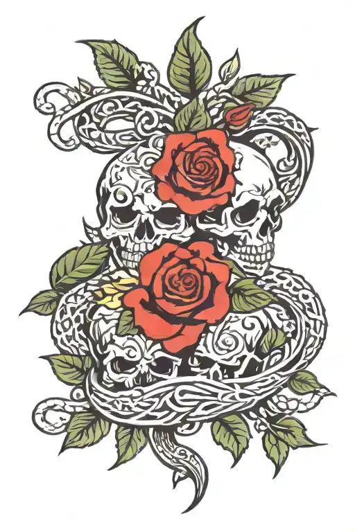 Skull Snakes And Rose