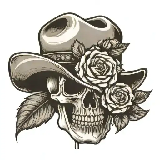 Skull Cowboy Hat With Rose's