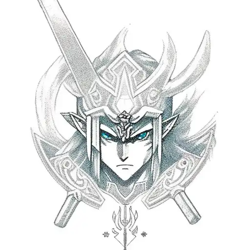 Fierce Deity Link In A Traditional Style With A Unique Background Inspired By Legend Of Zelda