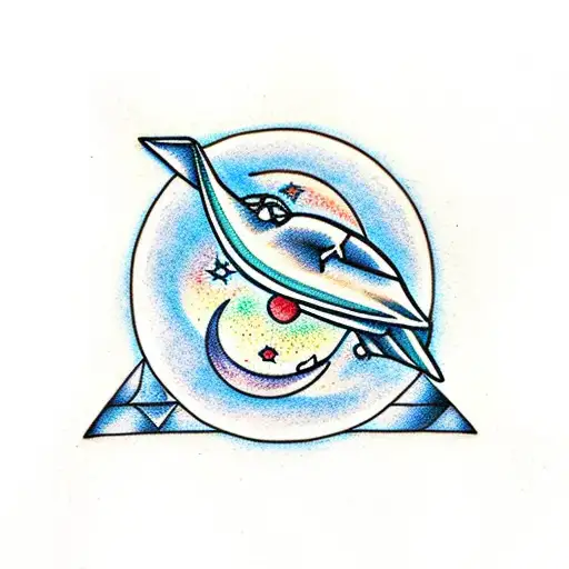 Crescent Moon With Origami Crane In The Crux