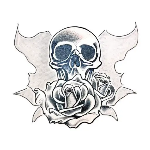 A Skull In A Big Rose