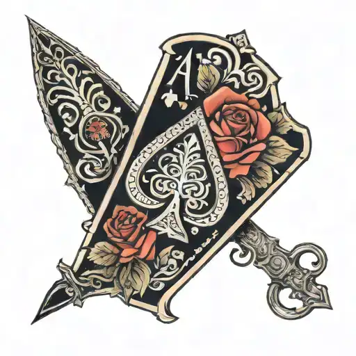 Ace Of Spades With Black Background And Red Roses Tattoo Like Image