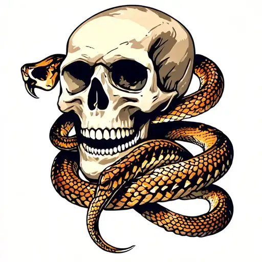 Skull And Snake Wrapped Loosely