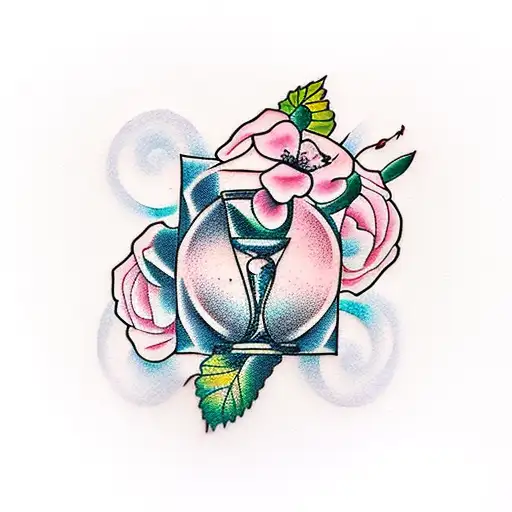 Hourglass With 2 Cherry Blossoms