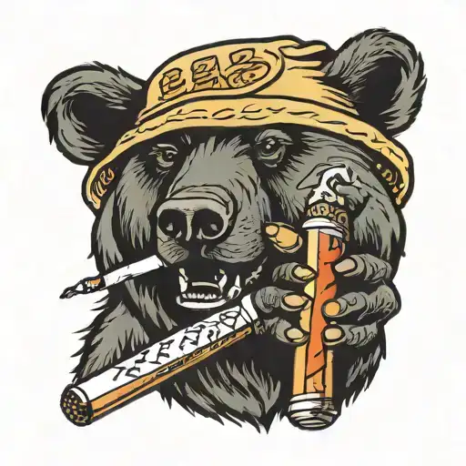 Bear Paw Holding A Cigarette And Hotdog