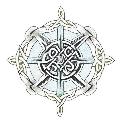 Celtic Cross With A Irish And Australian Flag Background