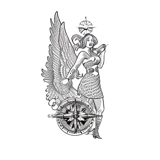 A Woman With Wings And A Compass