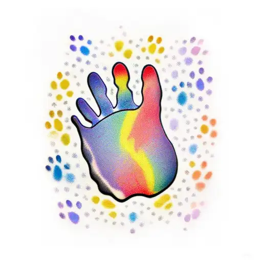 Dog Paw Print With Rainbow Colors