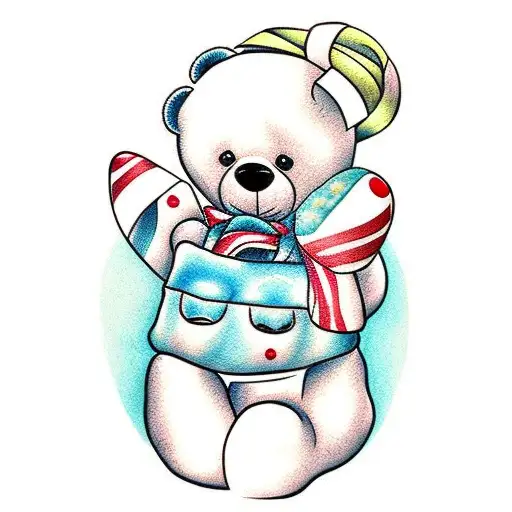 A Teddy Bear Holding A Bag Of Sugar