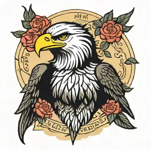 Amy Winehouse Bald Eagle Rose Intertwined