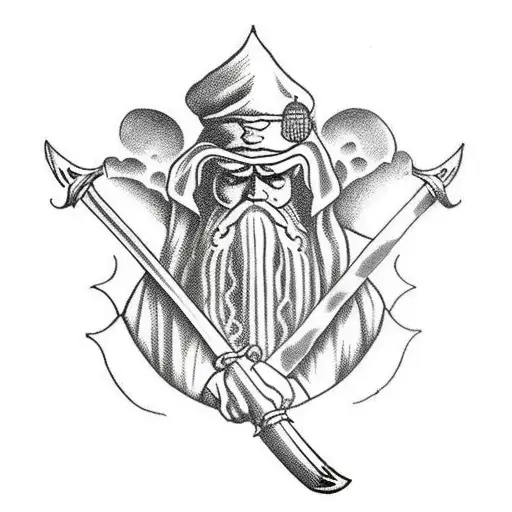 Ancient Wizard With A Sword