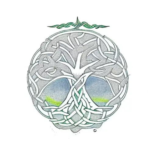 Celtic Tree Of Life With Roots As Triskele