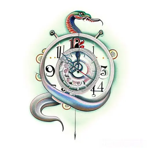 Snake With Clock And Statue Legs