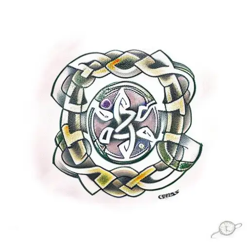 Celtic Ceoss Over An Irish And Australian Flag