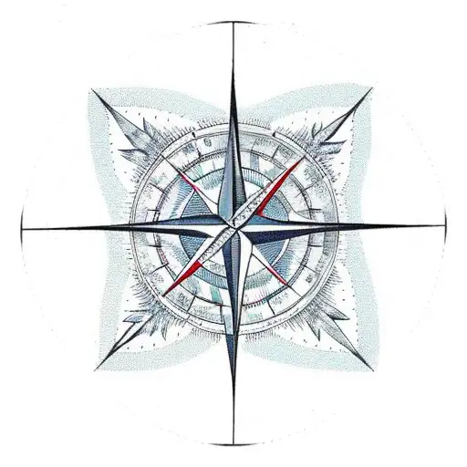 An Intricate Wind Rose Compass With Ocean Waves