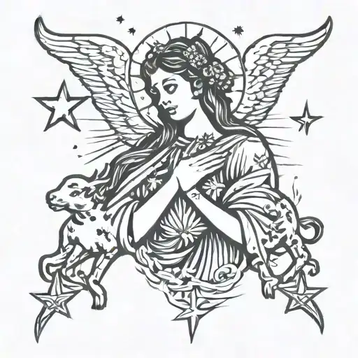 Mary Praying And Taurus Constellation