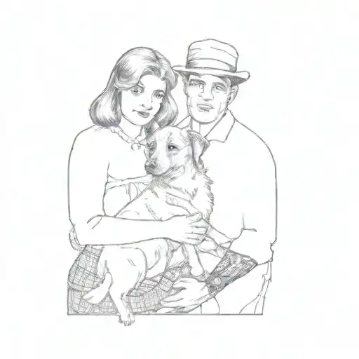 A Man And A Girl Holding A Dog