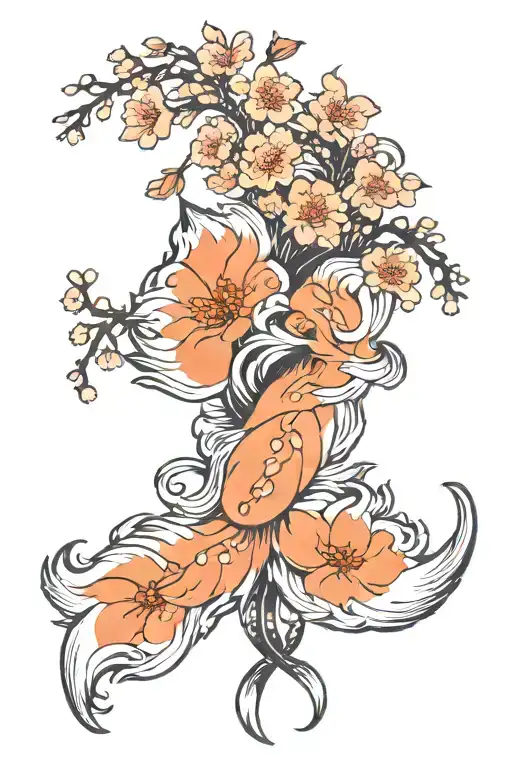 Nine Tail Fox Peach Blossoms Blooming