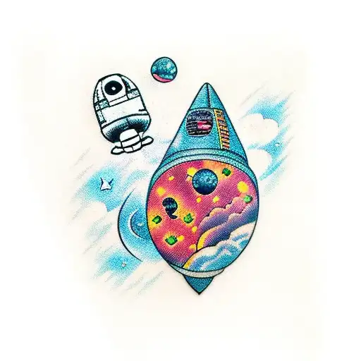 Rocket With A Dog Paw Print On Space Ship