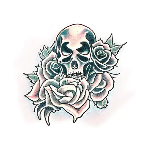 Grim Reaper With Roses Colored Sleeve