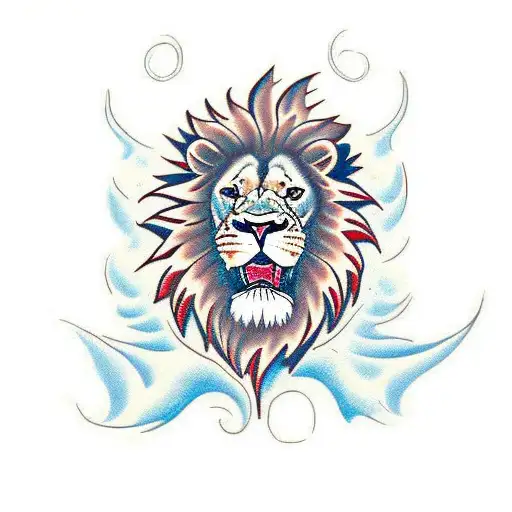 Full Body Lion With One Eye Blue And Other Red