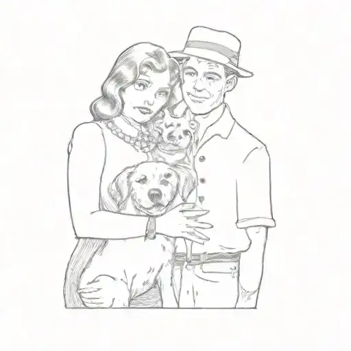 A Man And A Girl Holding A Dog