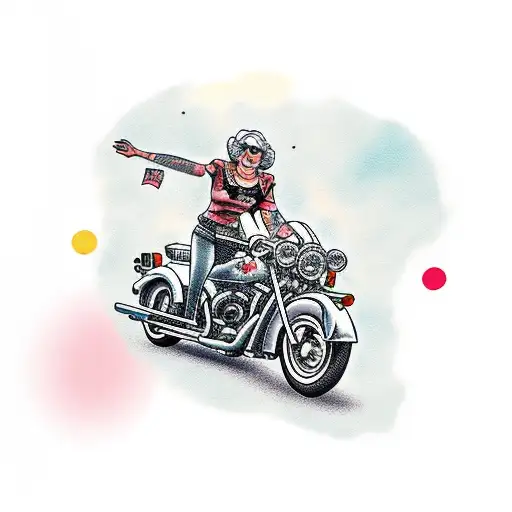 Grandma Driving Motorbike