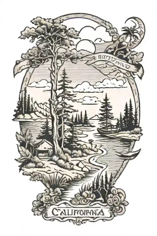 California Beach And Forest Scene