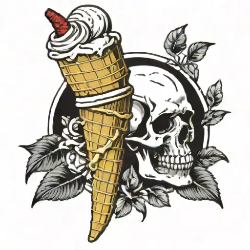A Slightly Melted Skull On An Ice Cream Cone