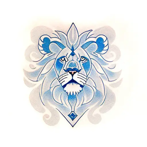 Lion With One Eye Blue And Other Red