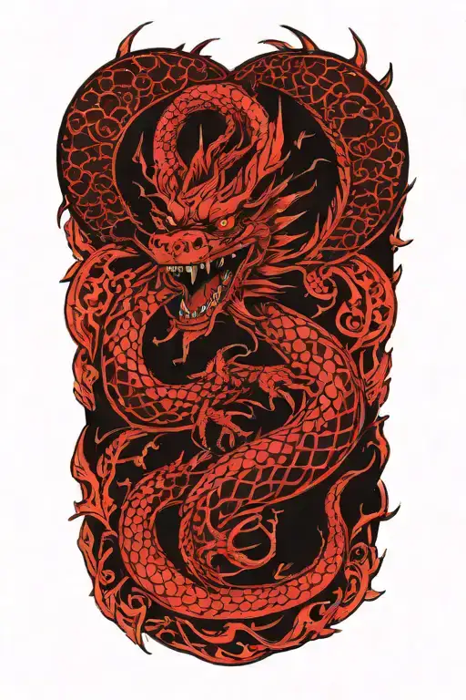 Black And Blood Red Dragon