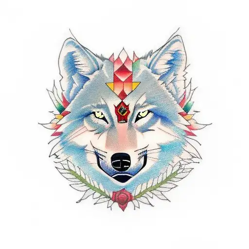 Half Woman Half Wolf On Sholder Half Sleeve