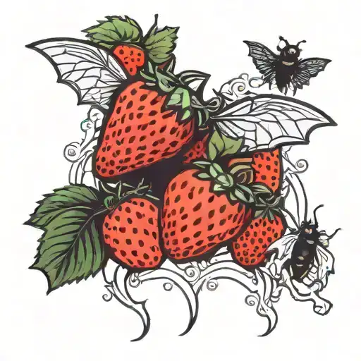 Goth Hip Hips Design Combining Elements Of Strawberries And Bats