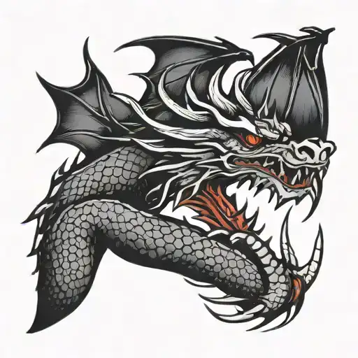 Black And Blood Red Dragon
