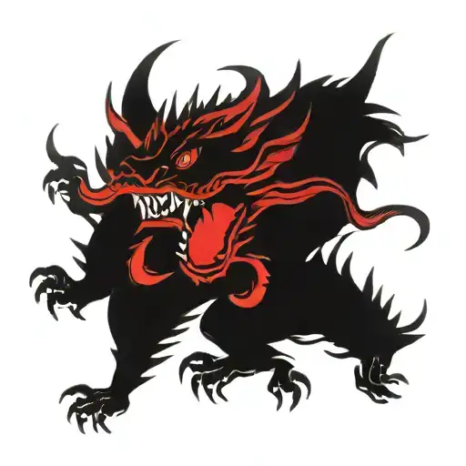 Black And Blood Red Dragon