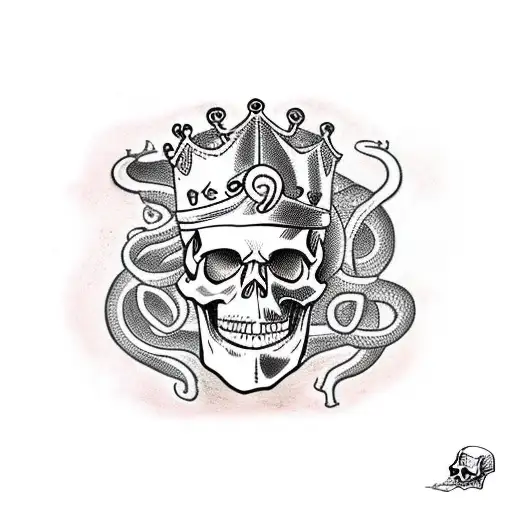 Skull With A Crown And A Snake Going Through It