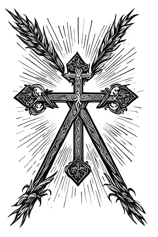 Christian Cross With Holy Trinity Triangle Where The Cross Intersects