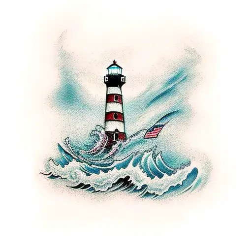 Lighthouse Sleeve Lightning And Crashing Waves