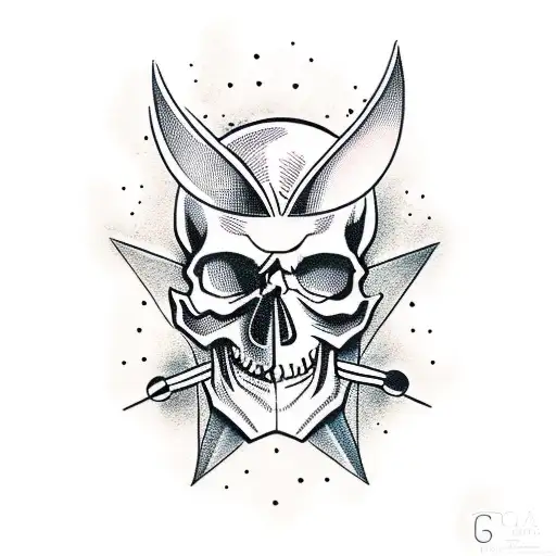 Skull With Guitar And Devil