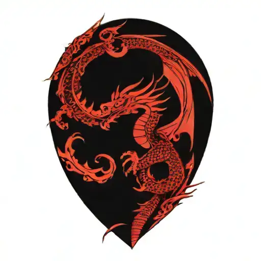 Black And Blood Red And White Dragon